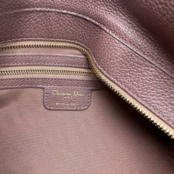 Auth Christian Dior Cannage Quilted Metallic Mauve Pink Leather Bee Hobo Tote - Picture 15 of 15